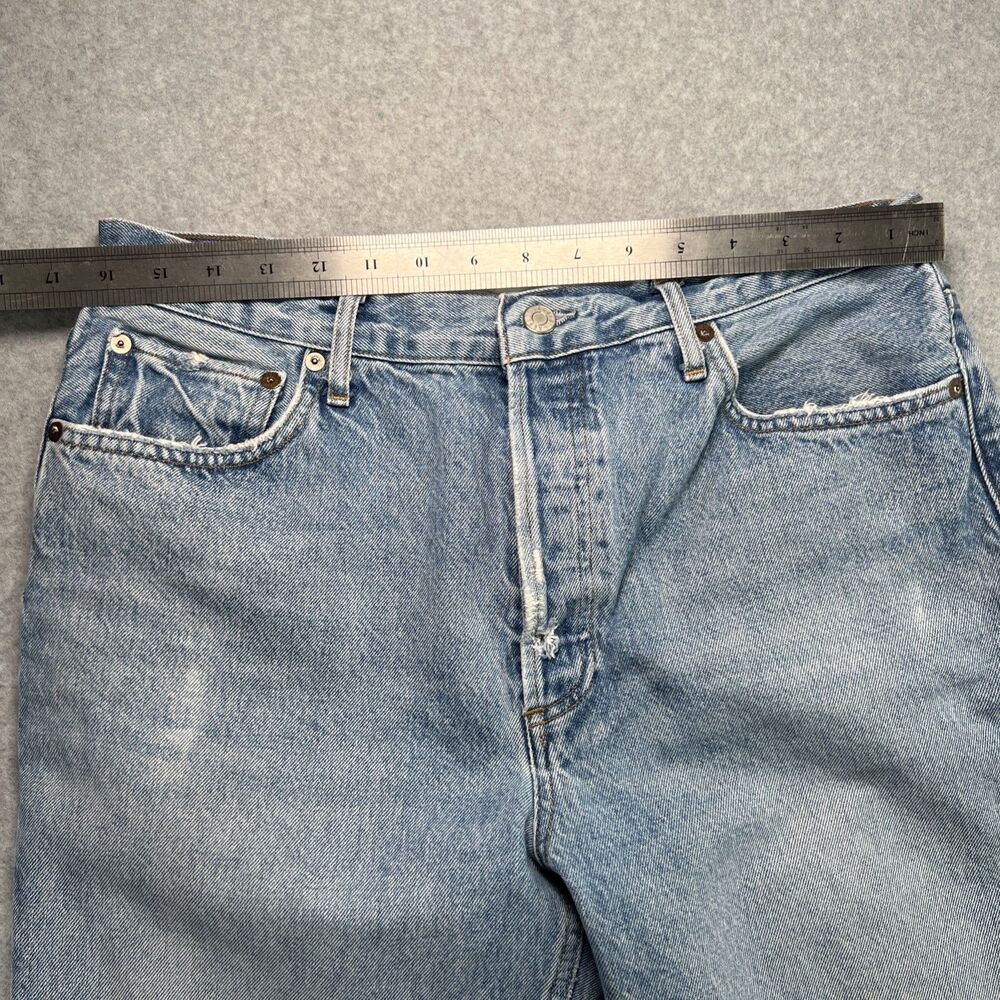 AGolde Riley High Rise Straight Crop Jeans 31 Button Fly Raw Hem Light Wash - Picture 7 of 14
